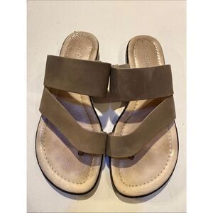 Donald J. Pliner Taupe Crossover Strap Slide Sandals